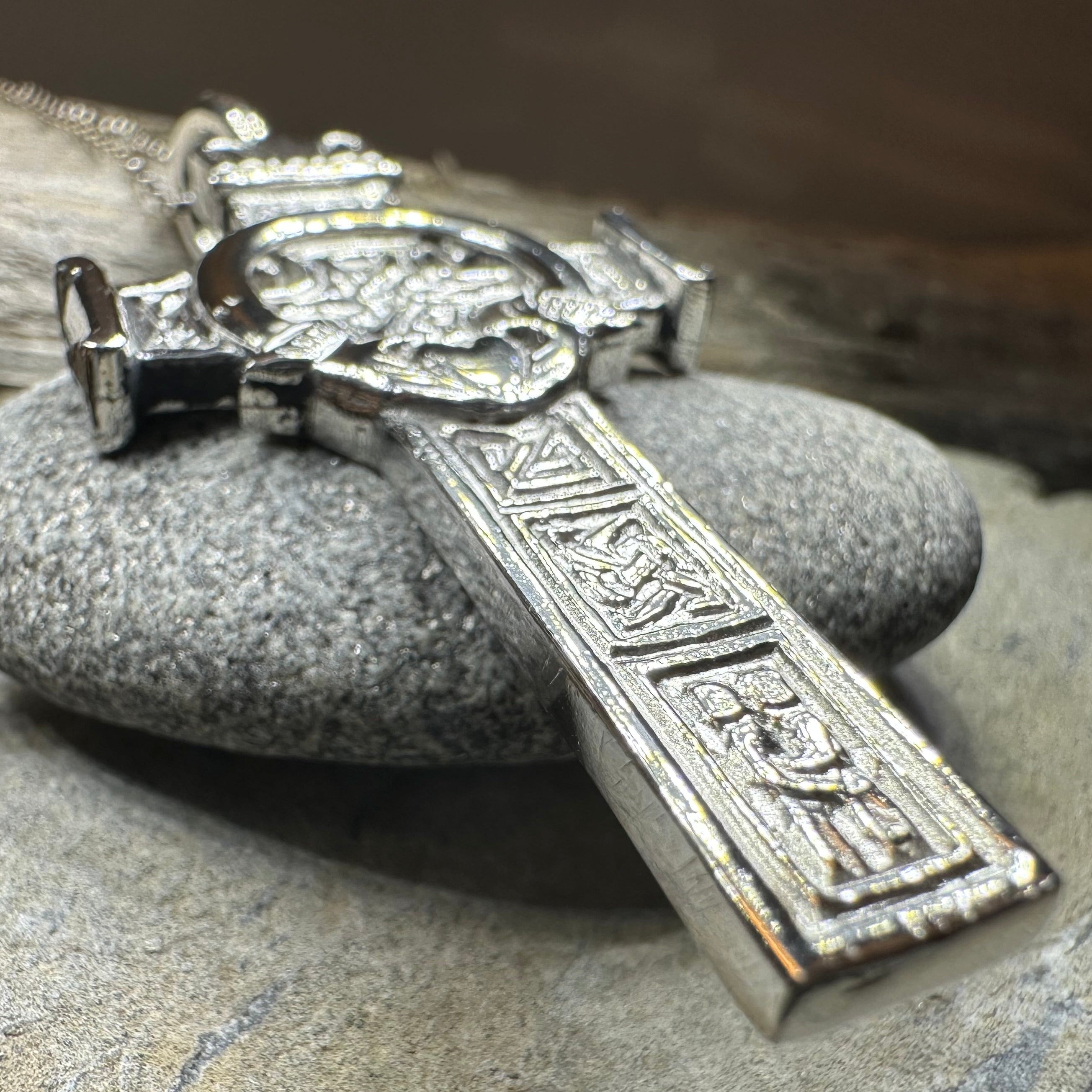 Large Artisan Irish Claddagh Cross Necklace