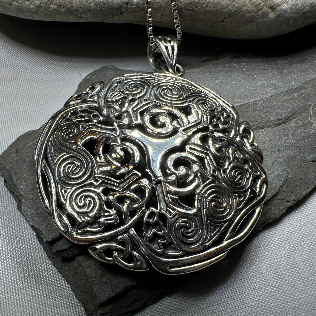 Pictish Triple Celtic Wolf Necklace