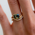 Wavy Irregular Green Crystal Ring