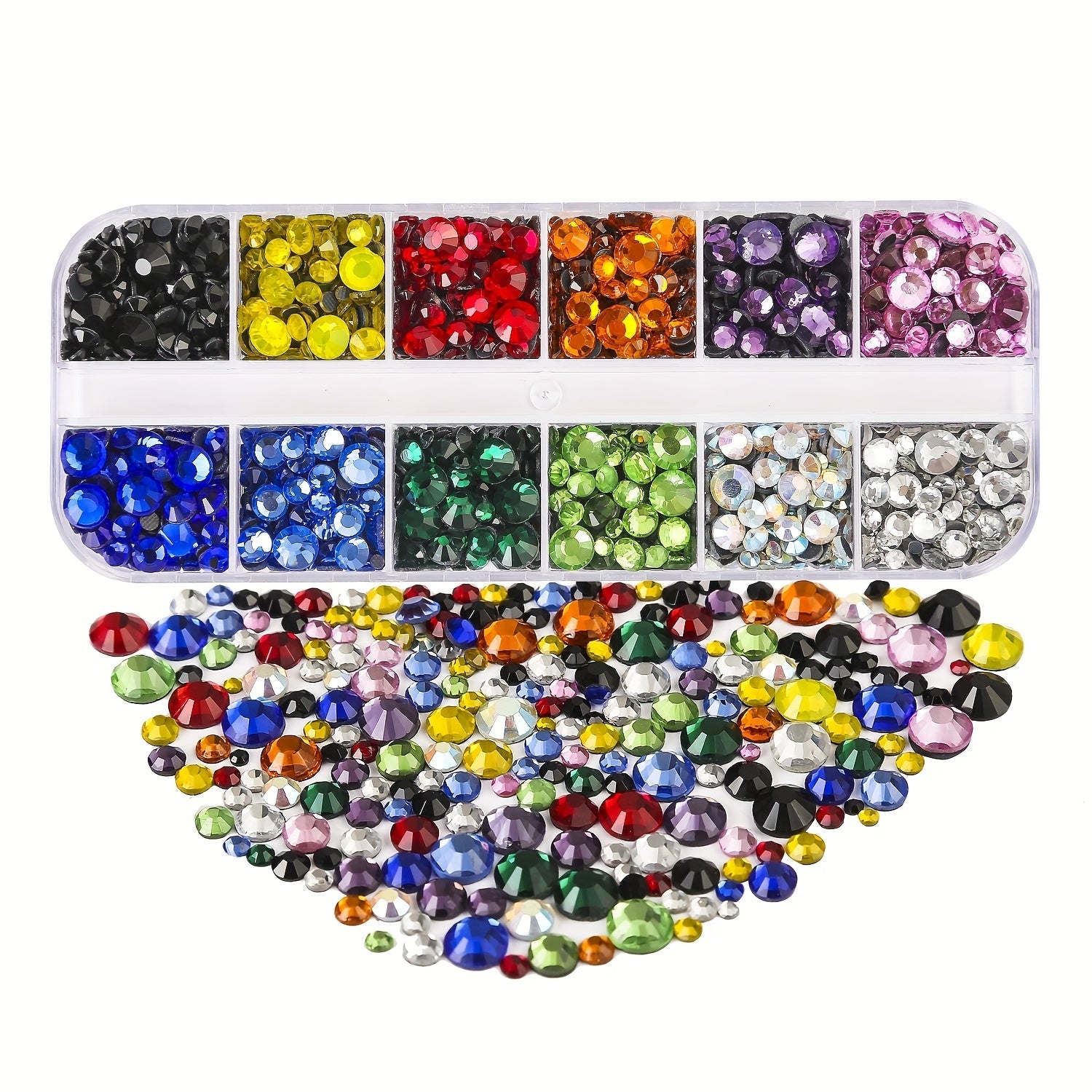 Glass Rhinestones Hot Fix - 12 Colors 5 Sizes