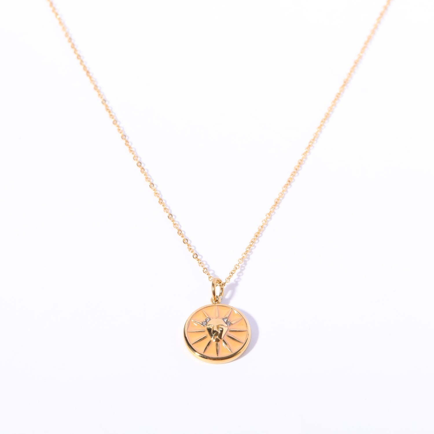 Olivenorma White Zircon Vintage Zodiac Stainless Steel 18k Necklace