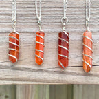 Olivenorma Carnelian Hexagonal Prism Bullet Head Crystal Necklace