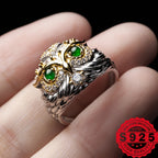 Owl Ring 925 Silver Natural Stone DIY Party Banquet Men Women
