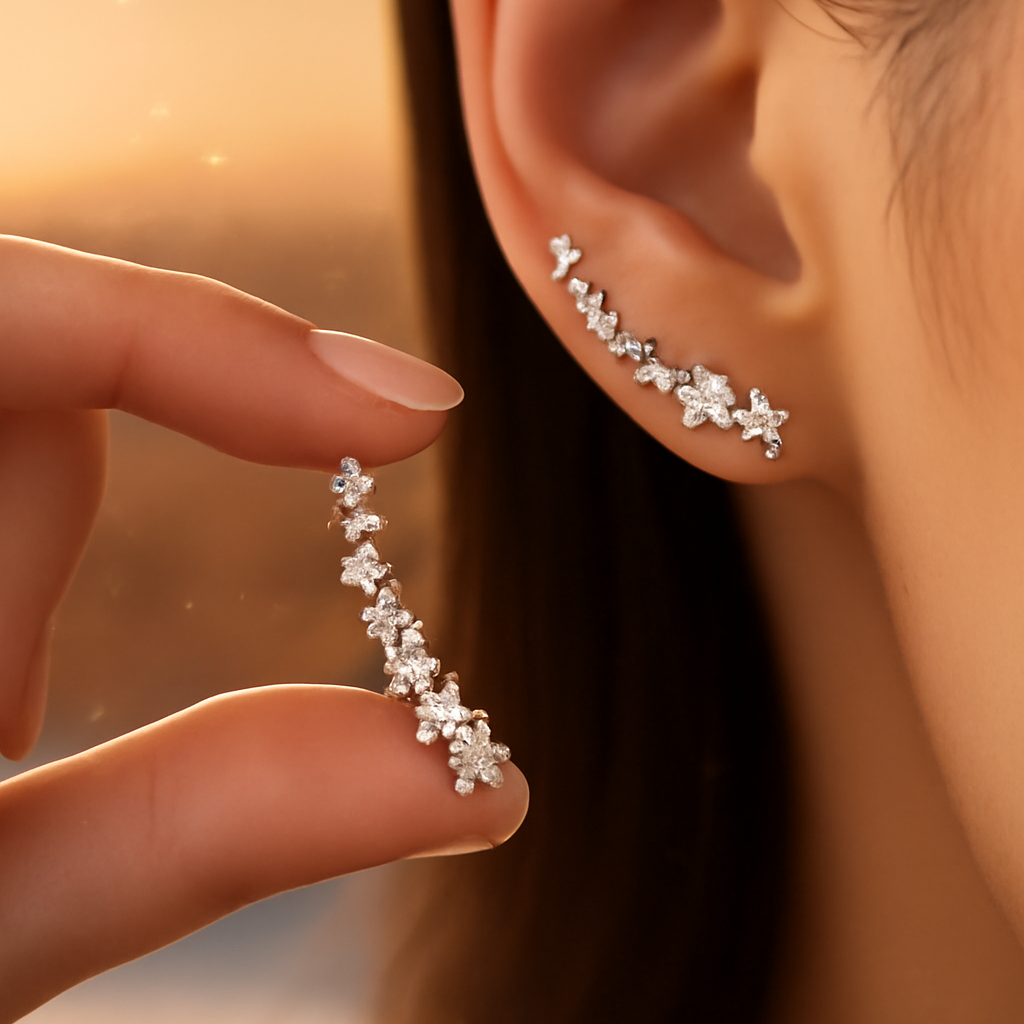 Flower Zirconia Trail Earrings