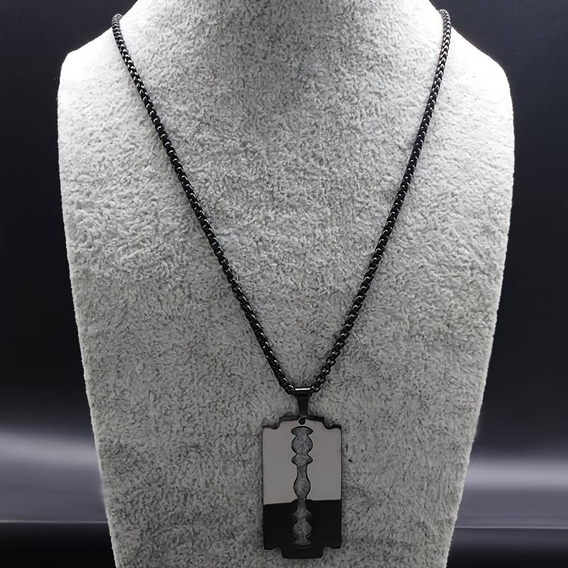 Gothic Razor Blade Design Pendant Necklace for Men