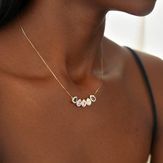 Olivenorma Tears Of Joy 1-8 Teardrop Birthstone Gift Card Necklace