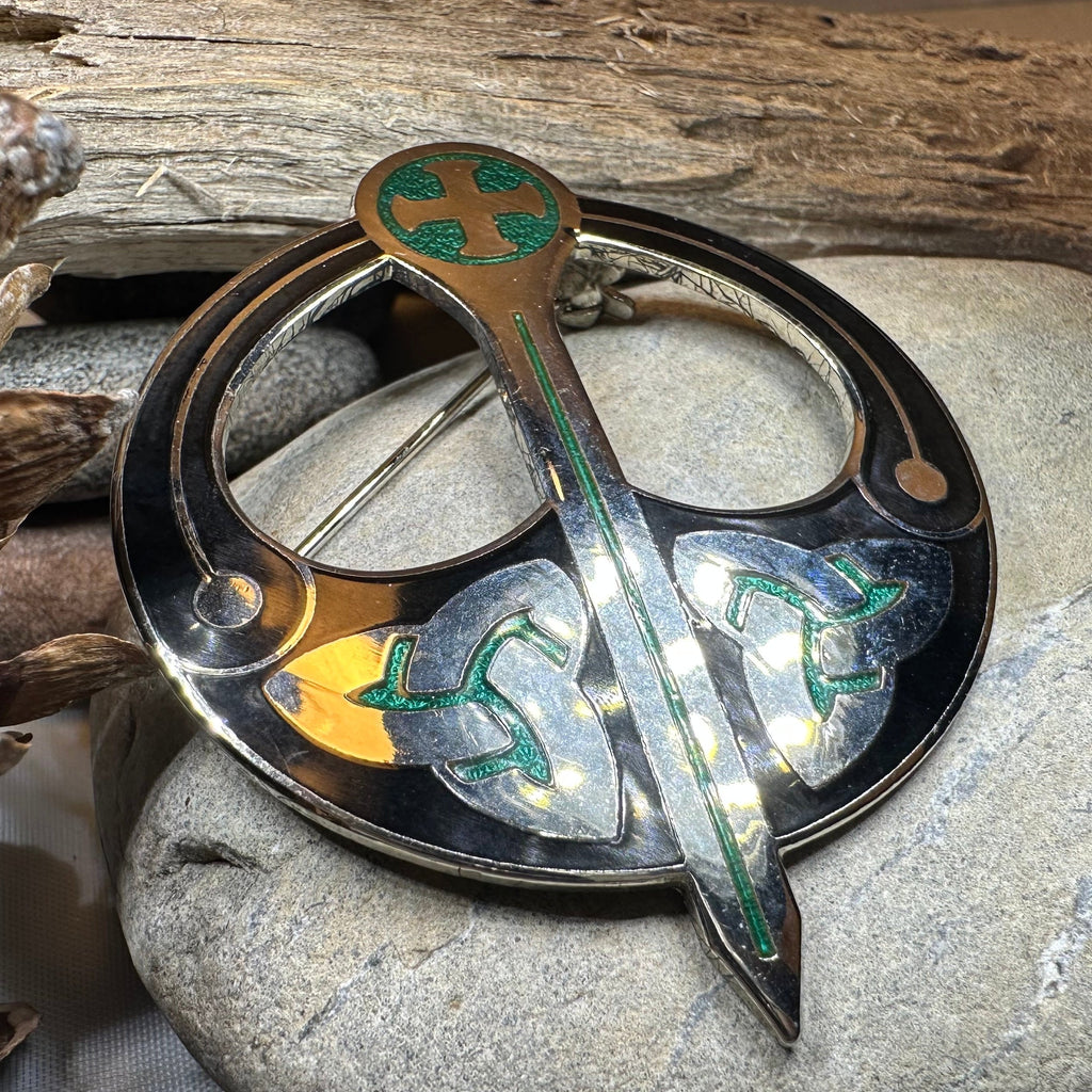 Enamel Celtic Trinity Knot Tara Brooch