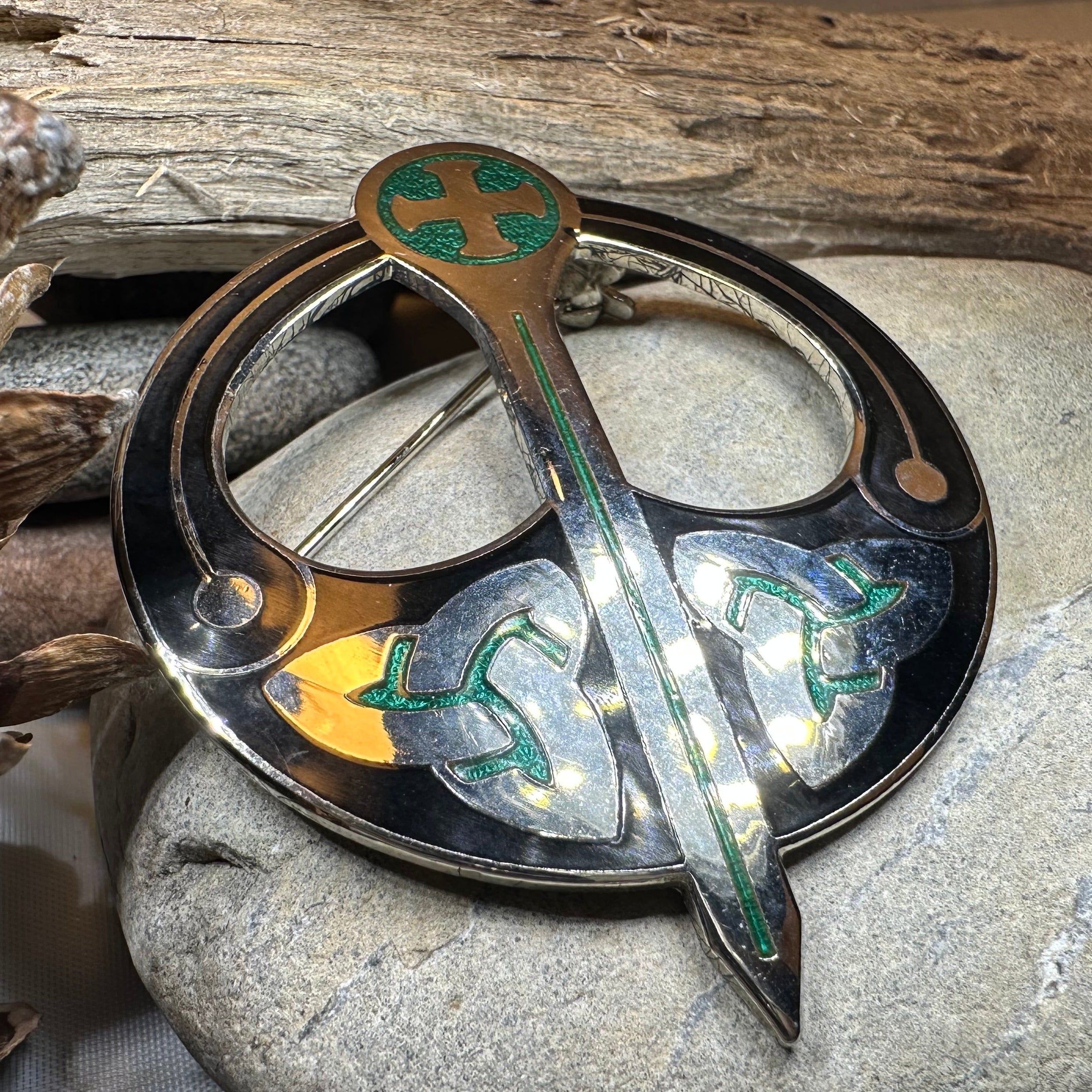 Enamel Celtic Trinity Knot Tara Brooch