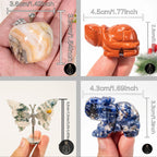 Crystal Stone Carvings Set - Angels, Turtles, Elephants, Owls, etc