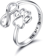 Handcrafted Paw & Heart Ring – Adjustable 925 Sterling Silver