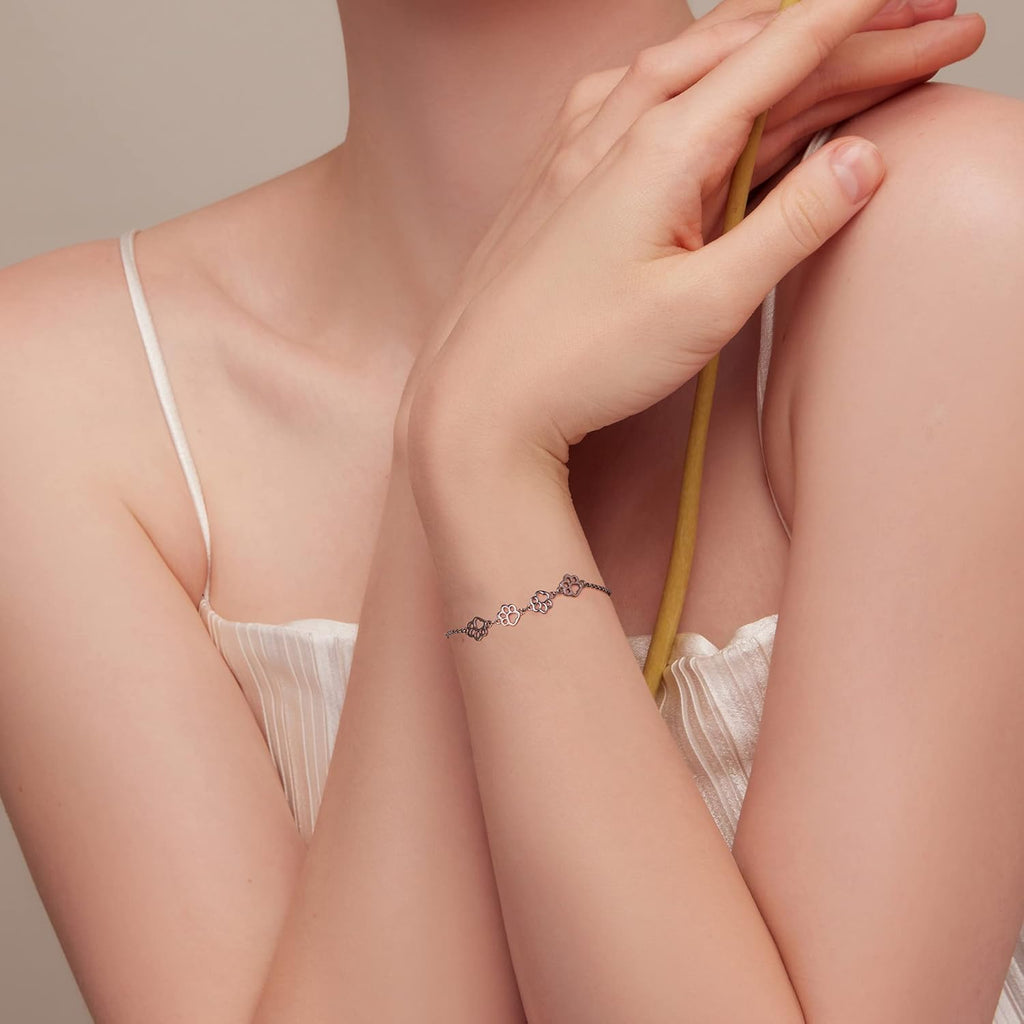 Sterling Silver Paw Print Bracelet