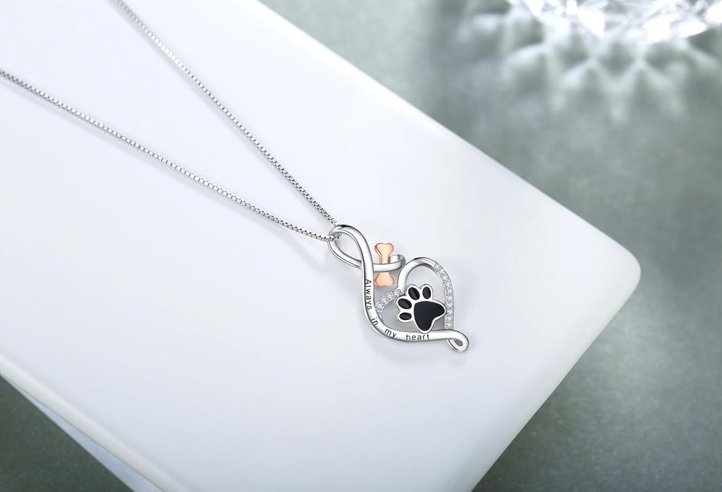 Heartfelt Paw Necklace with Infinity Charm