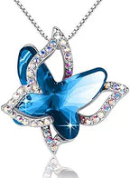 White Gold Sapphire Butterfly Necklace