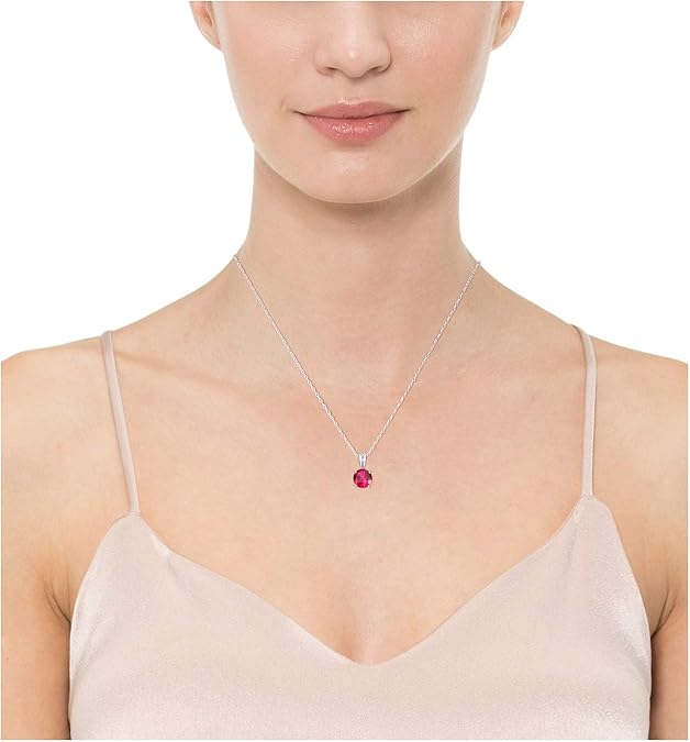 Round Cut Ruby Necklace | White Gold