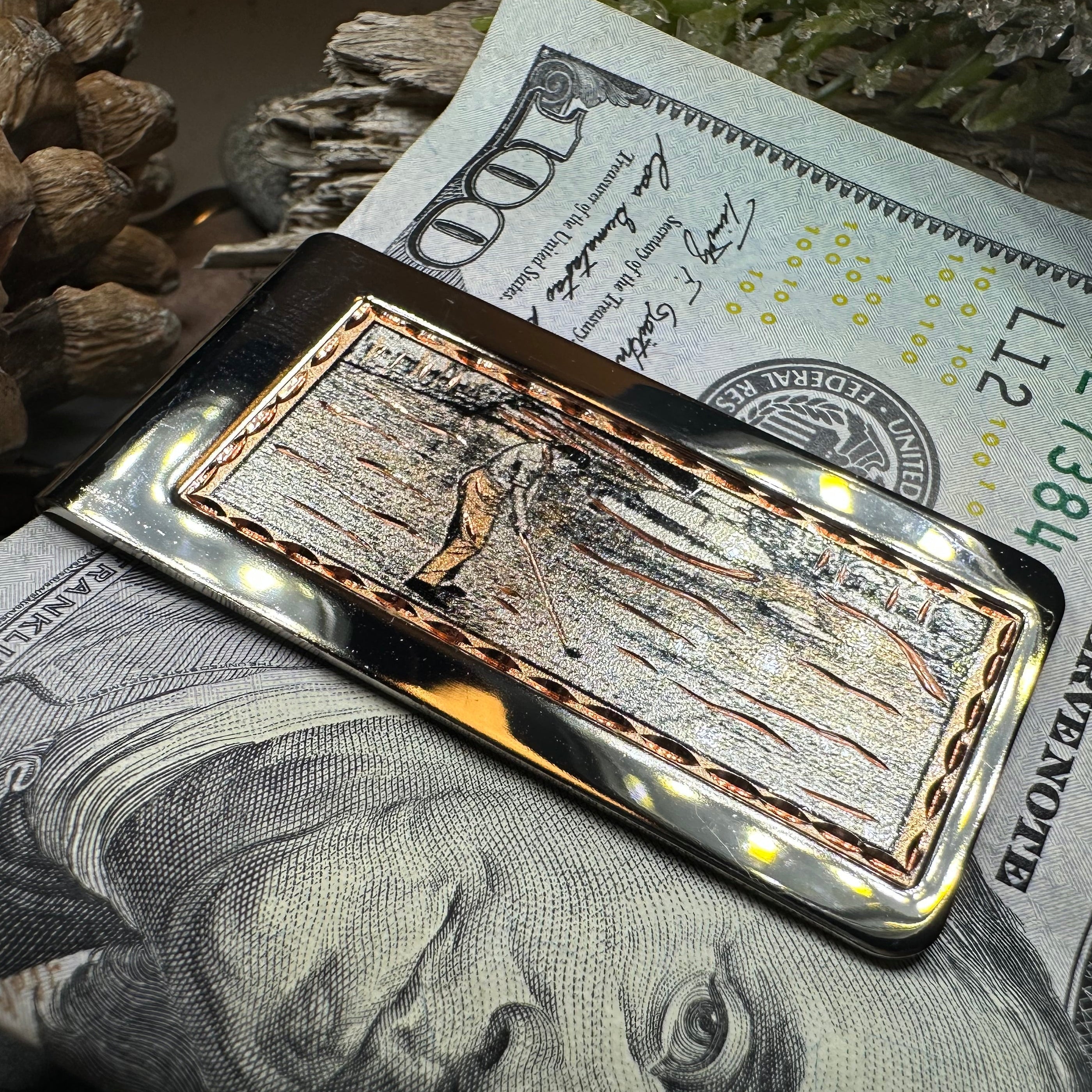 Golfer Copper Money Clip