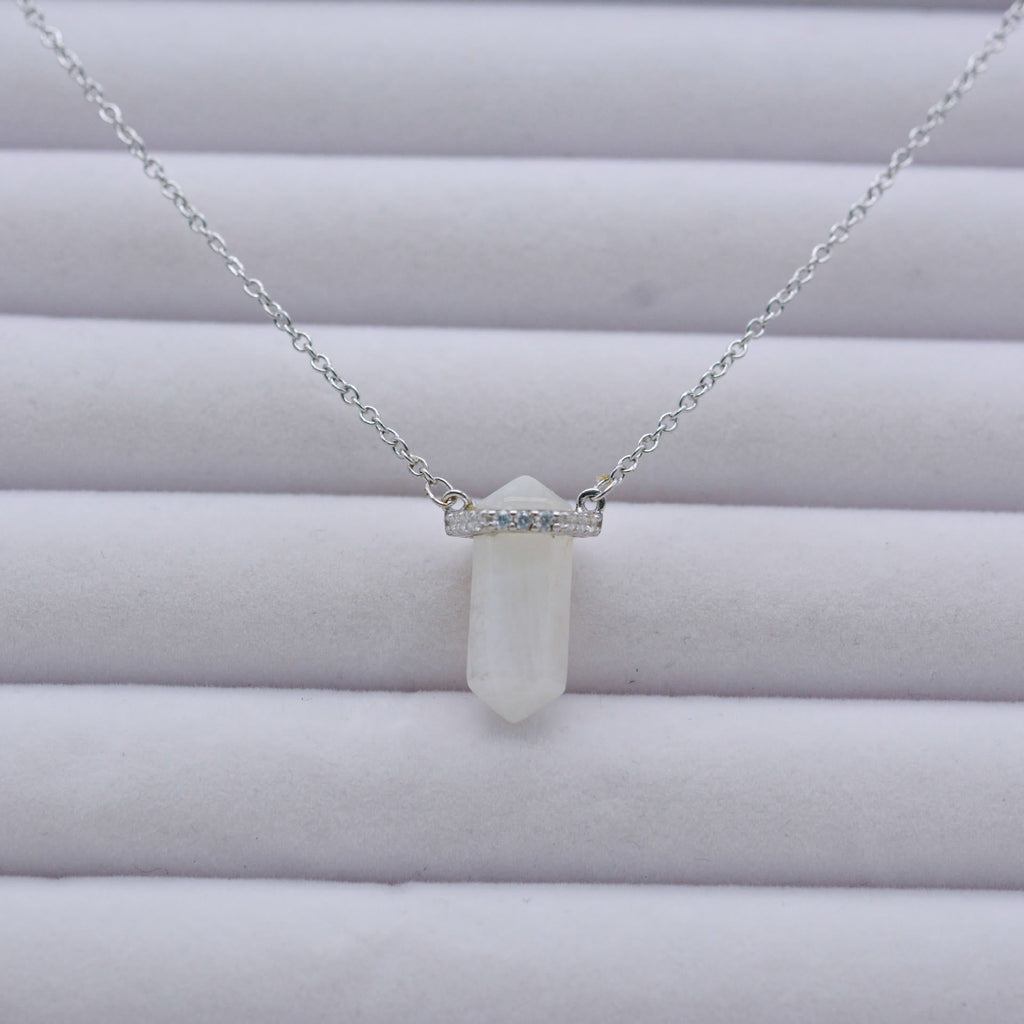 Olivenorma Hexagon Clear Quartz Silver Rose Gold Necklace