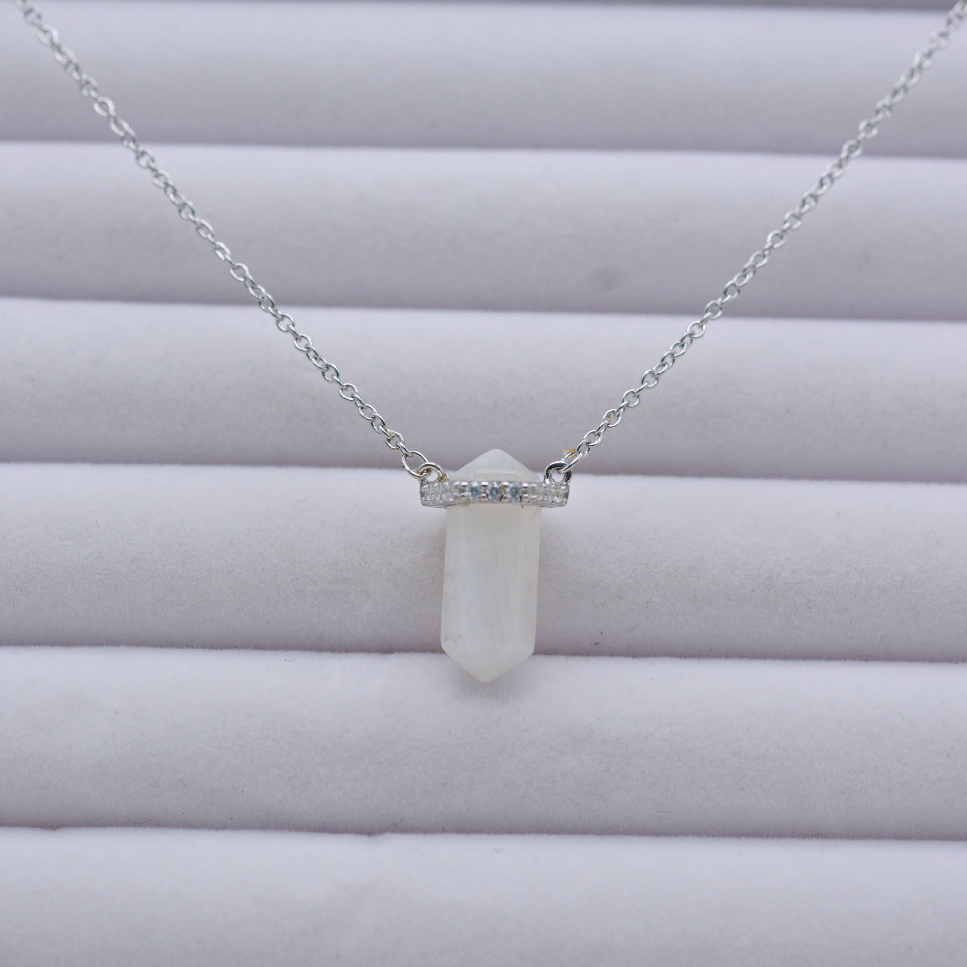 Olivenorma Hexagon Clear Quartz Silver Rose Gold Necklace