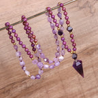 Olivenorma Natural Amethyst Purple Jade Beaded Mala Necklace