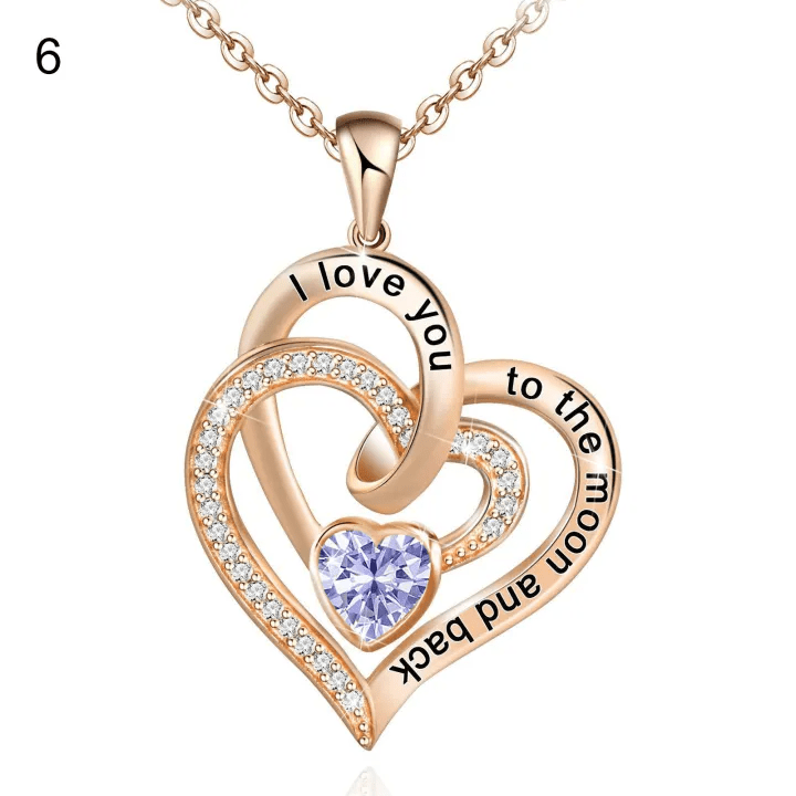 Olivenorma Hearts and Hearts Birthstone Gift Card Necklace