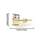 Women's Gold Plated Round Solitaire Earrings With Cubic Zirconia