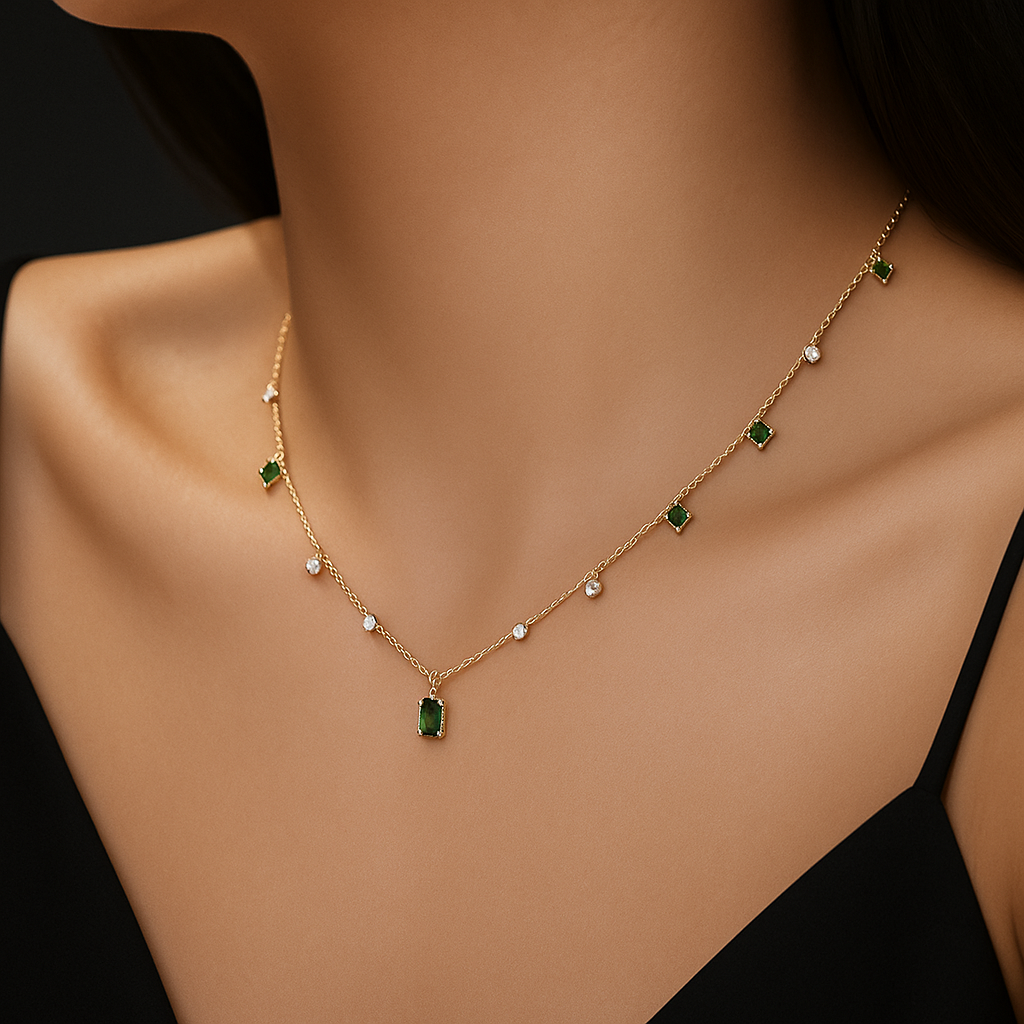Geometric Green Necklace