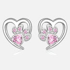Paw and Heart Earrings with Zirconiaconia