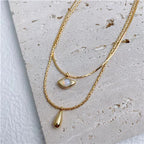 Olivenorma Opalite Evil Eye Pendant Double Layer Necklace