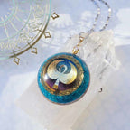 Olivenorma Garnet Lapis Lazuli Aquamarine Key Of Life Necklace