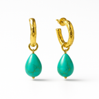 Turquoise Molten Hoop Gold Earrings