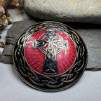 Enamel Celtic Cross Round Brooch