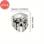 Vintage 925 Silver Skull Helmet Ring Adjustable Open Band