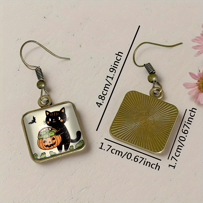 Retro Halloween Square Earrings