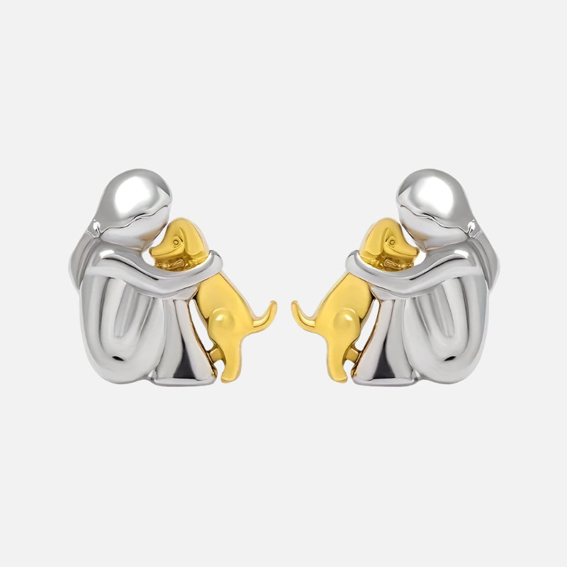 Silver and Gold Two-Tone Hug Earrings