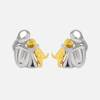 Silver and Gold Two-Tone Hug Earrings