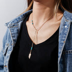 Olivenorma Turquoise Leaf Pendant Bohemian Necklace