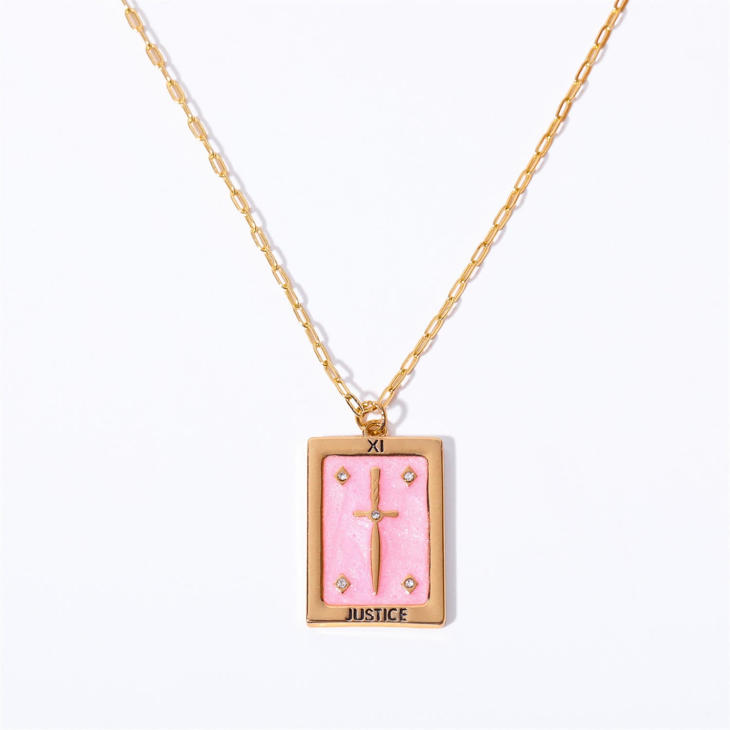 Olivenorma Vintage Tarot Card Square Pendant Titanium Steel Necklace