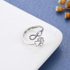 Paw & Heart Ring Adjustable 925 Sterling Silver