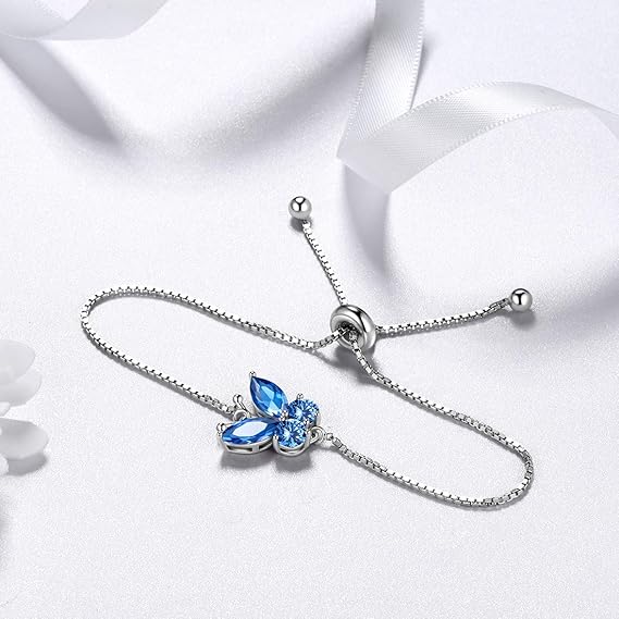 White Gold Sapphire Butterfly Bracelet