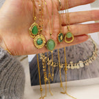 Olivenorma Oval African Turquoise Green Pendant Necklace