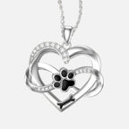 Infinity Heart & Paw Necklace in 925 Sterling Silver with Zirconia