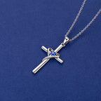 White Gold Sapphire Cross Necklace