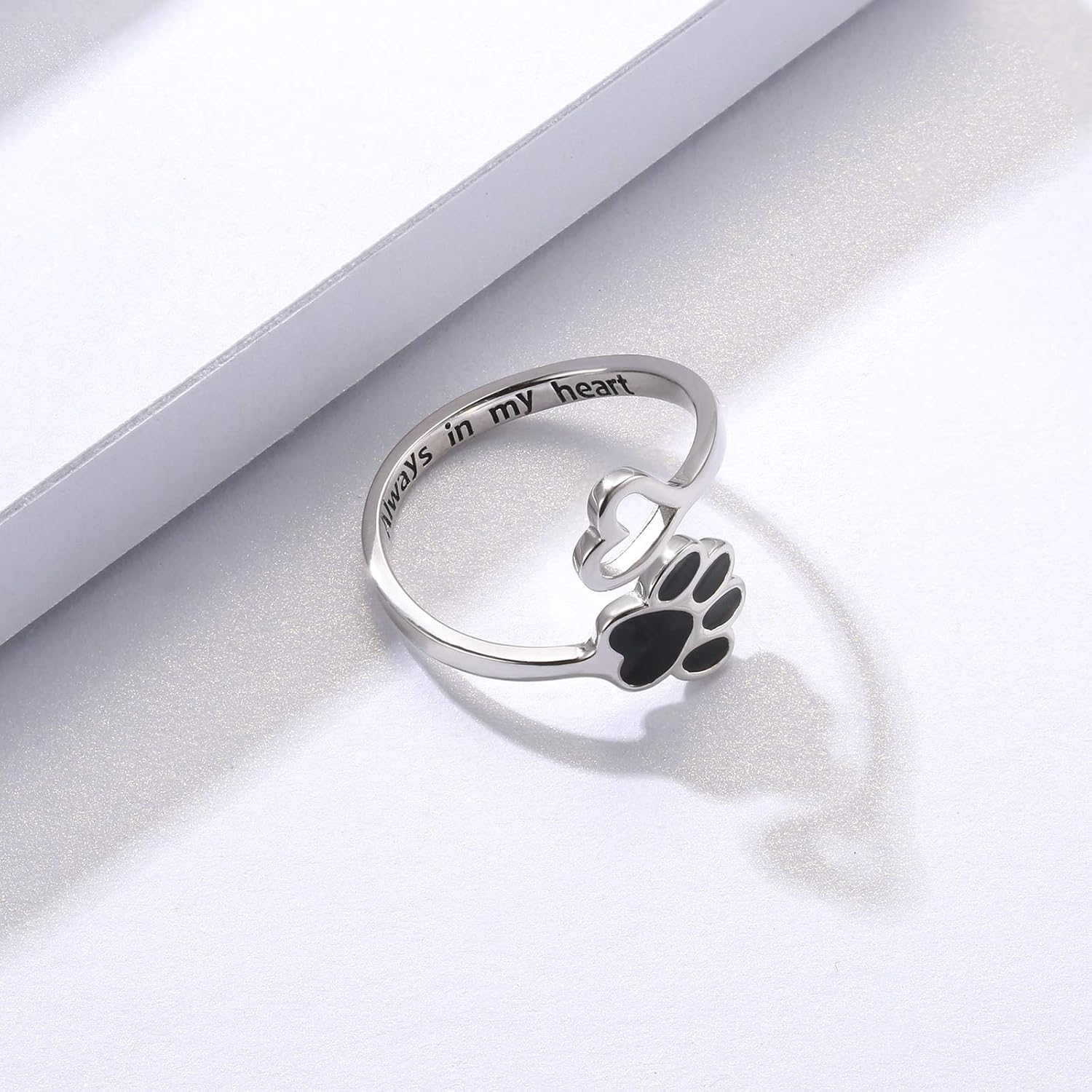 Paw & Heart Ring Adjustable 925 Sterling Silver