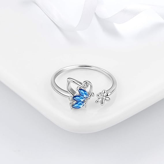 White Gold Sapphire Butterfly Ring