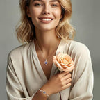 White Gold Sapphire Rose Heart Necklace