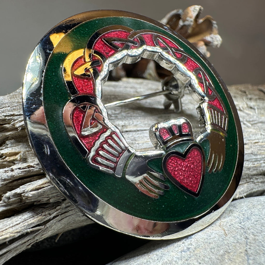 Enamel Irish Claddagh Brooch