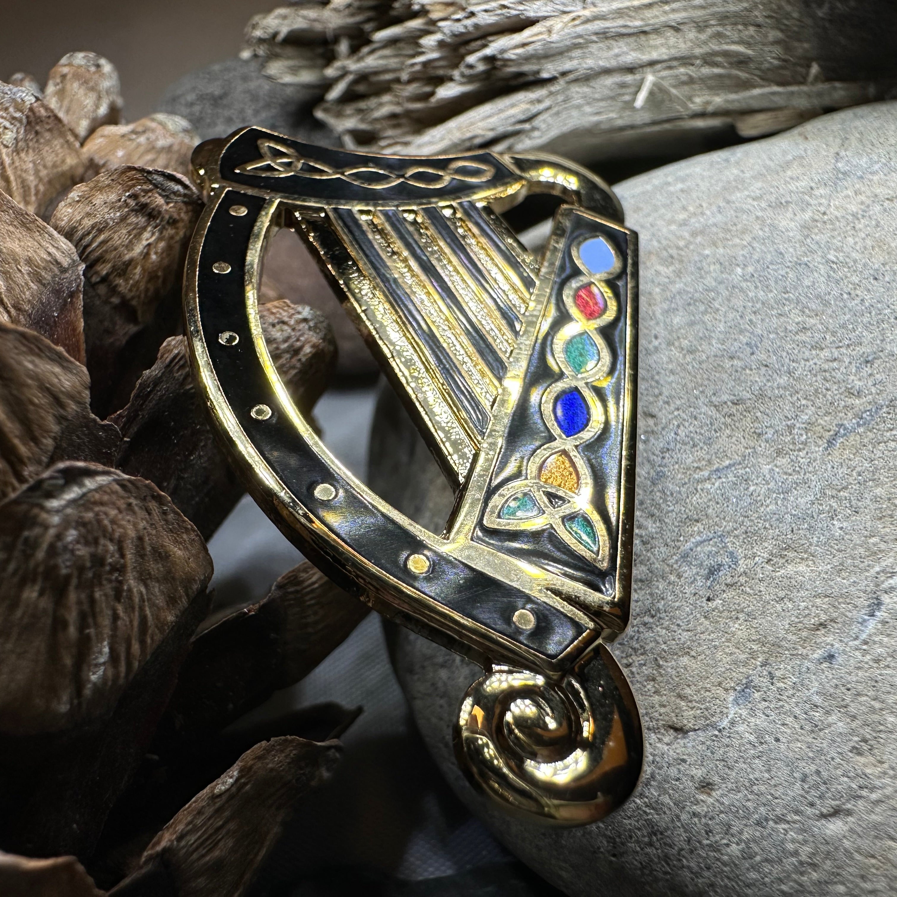 Celtic Harp Brooch