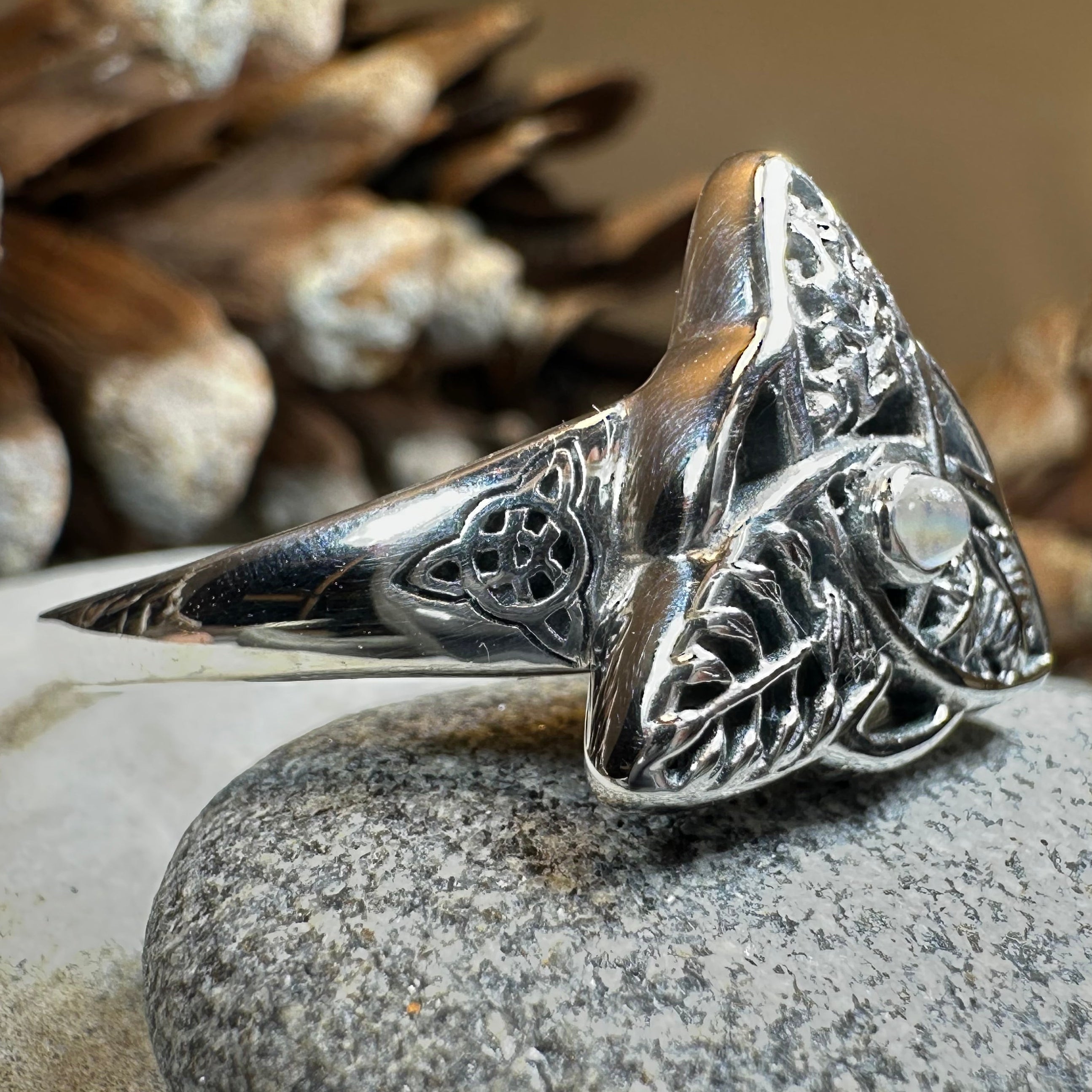 Oak Ash Thorn Moonstone Ring