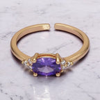 Adjustable Solitaire Birthstone Ring