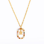 Olivenorma Zircon Openwork Oval Constellation Zodiac Necklace
