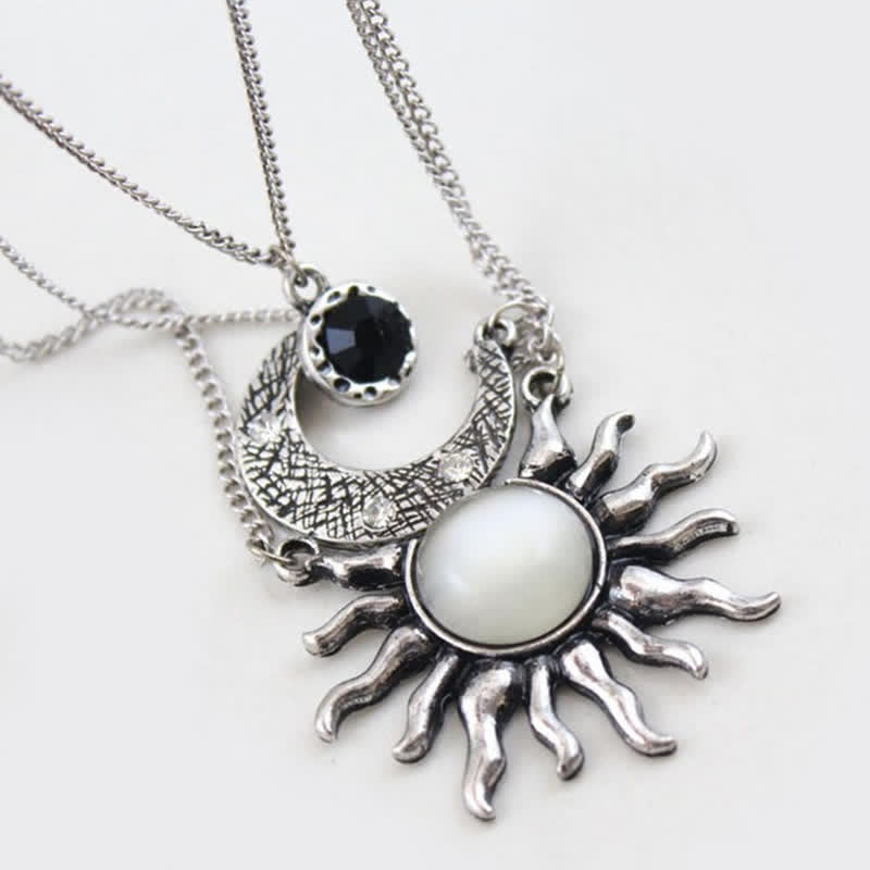 Olivenorma Bohemia Vintage Moonstone Sun Moon Necklace